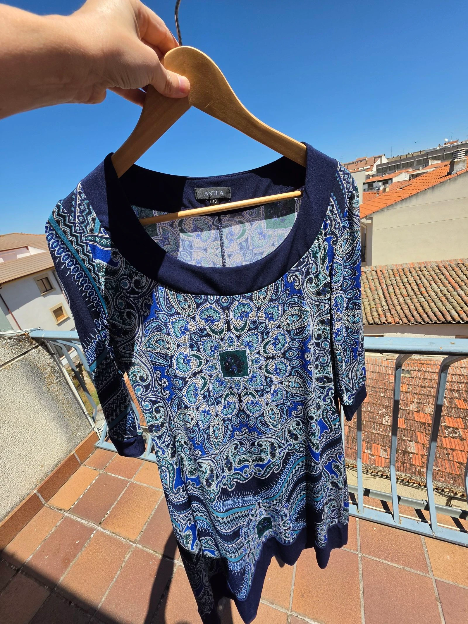 Vestido Antea estampado azul talla 40
